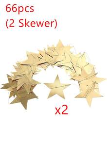 33/66pcs/String Gold Star Hanging Banner, Double-Sided Shiny Stars, Suitable For Wedding, Engagement, Birthday, Graduation Party And Other Occasions Photo Backdrop Decoration - Gold - View 9