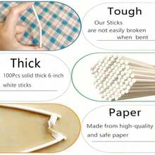 100 X 10cm Paper Cake Pop Sticks For Sweets Pastry DIY Cake Decoration - Multicolor - View 5