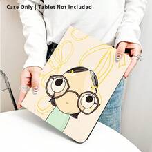 Cartoon Girl With Glasses Pattern Painted Effect Tablet Protective Case, Built-In Pen Slot, With Stand, Suitable For Honor 8/9/10/X8/X8A/X9/X8Pro/X9Pro And Other Models, Suitable For Huawei MatePad Se 11 Inch/MatePad 11 Inch/11.5 Inch, MatePad Pro And Other Popular Models, Also Suitable For Xiaomi, Apple 10th/11th Generation 2025 (A16), Galaxy Tab A7/A9 And Other Popular Models - Style 10 - View 3