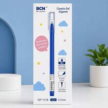 Kit 12 Canetas Gel Roller Ball Azul 0.5mm Ponta Fina Escrita Suave Alta Capacidade Escola/Escritório - A - Visão 7