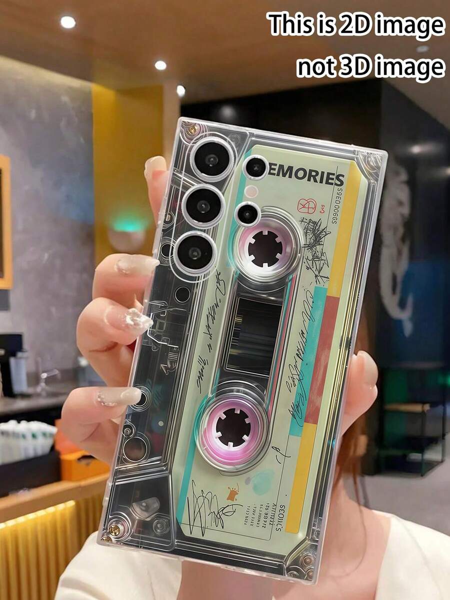 Creative Personalized Cassette Tape Phone Case Transparent Soft Shell Protective Cover Compatible With Samsung Galaxy A04e/12/A13/A14/A34/A50/A52/A53/A54/S21/S22/S23/S24/S25/S25Ultra, This Is 2D Image, Not 3D Image [International Version, Not Local Version] - Clear - View 1