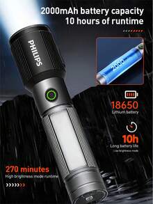 Senter Philips SFL2153 COD, Fokus Zoom, Lampu Samping COB, Strobo Peringatan Merah Biru, Basis Belakang Magnetik, Senter Darurat Multi-Mode - senter - View 6
