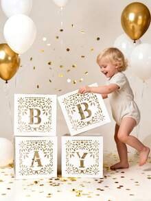 4pcs/Set Hollow Decorative Balloon Box For Baby Shower, Birthday Party Decoration Gift Box, Birthday Decoration, Wedding Decoration, Home Decoration, Room Decoration, Background Decoration, Party Accessories, Home Decoration, Suitable For Baby Shower Home Decoration Gift - Multicolor - View 6