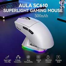 Mouse Gaming Nirkabel AULA SC610 Ringan, Pengisian Daya Magnetik, Lampu Latar RGB, 12K DPI, Sensor PAW3311, 6 Tombol yang Dapat Diprogram, Kompatibel dengan PC, Laptop, dan Mac - View 1