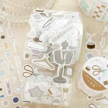1 Roll Die-Cut Tape, Star Collection Series Salt-Style Basic Planner DIY Decoration Base Material, Exquisite Illustration, Multi-Functional Scrapbook Stickers For Art Journal, Card Making, Handmade Art DIY Stickers, Back To School Gift - Adhesive Tape - View 6