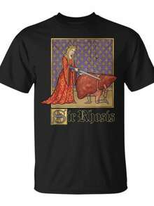1 Stuks Casual  Schattig 100% Katoen Zwart Grafisch T-shirt, Grappig Middeleeuws Sir Rhosis Lever Woordspeling Kunstprint T-shirt met Ronde Hals, Luchtvaart Vakantie Lente Zomer Mo - Zwart - Bekijken 1