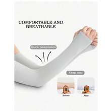 1 Pair Plus Size Thin Breathable Ice Silk UV Protection Arm Sleeves For Driving And Cycling - Black - View 4