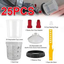 25pcs 600ML Disposable Paint Mixing Cups With Spray Gun Adapter 20.3oz H/O - 25Pcs/set - View 1