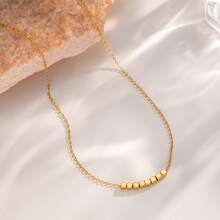 1 Set Stainless Steel Chain Square Pendant Women's Fashion Necklace & Bracelet Jewelry Set, Gift Accessory - Style a - View 3