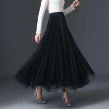 Women's High Waist Long Skirt, Available In Lake Blue, Pink, Dark Green, Blue Gray, Black, White, Red, Rose Red, Royal Blue, Yellow, Summer - Multicolor - View 3