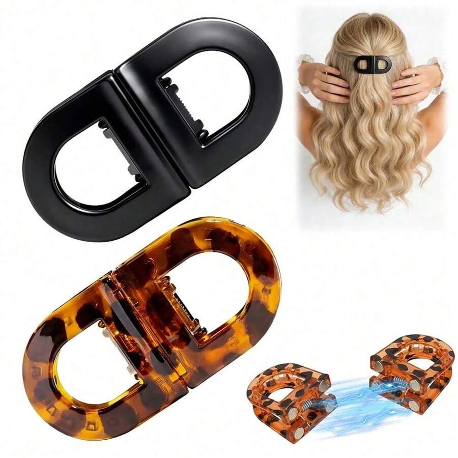 Women's Magnetic Flat Hair Clips - Durable, Non-Slip And Secure, Ideal For Daily Styling. They Won't Leave Creases In Your Hair, Suitable For Both Fine And Thick Hair Types; Easy And Intuitive To Use, No Residue Left Behind, Perfect For Home Or Travel Use, Helping You Effortlessly Create Fashionable Hairstyles.