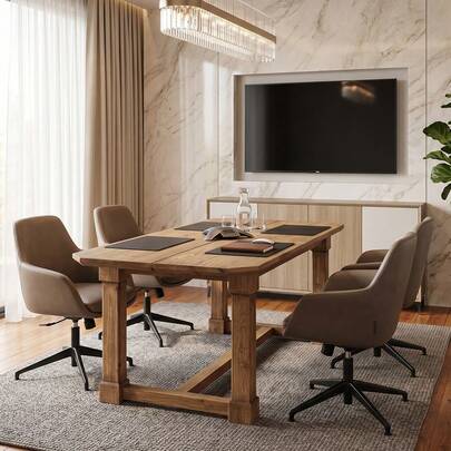 Tribesigns 5FT Small Solid Wood Conference Table For 4 To 6 | Modern Rectangle Meeting Table With Heavy Duty Legs, Wood Office Executive Desk Business Seminar Table For Conference Room