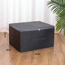 Thickened Linen Foldable Storage Box With Lid, Sturdy Handle Stackable Closet Storage Bin, Dust Moisture Proof Clothes Quilt Toy Book Organizer, Multifunctional Home Storage Container For Wardrobe Bedroom Kitchen Living Room,Bedroom Room Decor,Back To School - Grey - View 9
