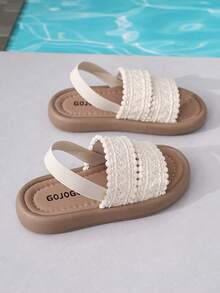 1 Paio di Sandali da Ragazza in Pizzo Beige Morbido con Cinturino Singolo, Suola Morbida Leggera Versatile per Spiaggia, Adatti per Casa, Vacanze, Shopping, Feste e Altro - Beige - Visualizzare 6