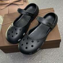 Fashionable Versatile Platform Clogs For Women, Autumn 2026 New Style, Outdoor Wear, Non-Slip Thick Sole, Comfortable, 2-In-1 Slip-On Sandals, Thick Sole Ballet Clogs - Black - View 4