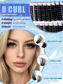 MEM 580pcs D-Roll DIY False Eyelash Clusters, D-Roll Eyelash Clusters, D-Roll 10-18mm Mixed Natural Eyelash Extensions, Super Dense Long Eyelash Clusters, Curled Single Eyelashes, Cartoon Effect Eyelashes, Suitable For Beginners To Use At Home - D - View 3