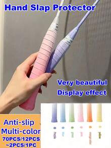 70PCS/12PCS/1 pieza Cinta de Agarre talla grande Reciente - Estilo Degradado Único, Material PU No Absorbente/Antideslizante, Color Arcoíris, Diseño Degradado Único a la Vanguardia de la Moda, Agarre Cómodo Después del Reemplazo, Mejora la Eficiencia de Golpeo, Protección de Mano Amortiguadora de Impactos, Adecuado para Raquetas de Bádminton, Cañas de Pesca, Manijas de Auto, Manijas de Bicicleta, Pickleball, Críquet, Golf, Béisbol, Compatible con Múltiples Raquetas - Raquetas de Tenis/Pickleball/Críquet/Golf/Béisbol/Bádminton/Cañas de Pesca Etc. - Rendimiento Mejorado, Ultra Delgado Ultra Suave, Envoltura de Agarre de Raqueta de Bádminton | Alta Adhesión Absorbente de Sudor, Múltiples Colores Disponibles (Negro/Blanco/Rosa/Azul/Púrpura/Cian/Rojo/Amarillo/Verde/Naranja/Azul Oscuro Etc.) Gran Valor - Alta Relación Costo-Rendimiento - Multicolor - Ver 2