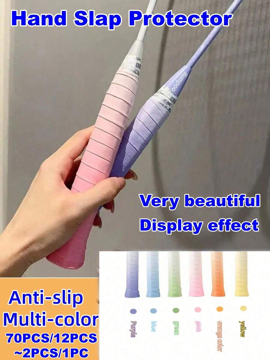 70PCS/12PCS/1 pieza Cinta de Agarre talla grande Reciente - Estilo Degradado Único, Material PU No Absorbente/Antideslizante, Color Arcoíris, Diseño Degradado Único a la Vanguardia de la Moda, Agarre Cómodo Después del Reemplazo, Mejora la Eficiencia de Golpeo, Protección de Mano Amortiguadora de Impactos, Adecuado para Raquetas de Bádminton, Cañas de Pesca, Manijas de Auto, Manijas de Bicicleta, Pickleball, Críquet, Golf, Béisbol, Compatible con Múltiples Raquetas - Raquetas de Tenis/Pickleball/Críquet/Golf/Béisbol/Bádminton/Cañas de Pesca Etc. - Rendimiento Mejorado, Ultra Delgado Ultra Suave, Envoltura de Agarre de Raqueta de Bádminton | Alta Adhesión Absorbente de Sudor, Múltiples Colores Disponibles (Negro/Blanco/Rosa/Azul/Púrpura/Cian/Rojo/Amarillo/Verde/Naranja/Azul Oscuro Etc.) Gran Valor - Alta Relación Costo-Rendimiento