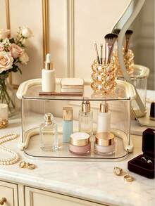 Multi-Layer Acrylic Cup Rack, Vintage Tabletop Mug Holder, 2/3 Tier Countertop Organizer, Dual-Use Vanity Makeup Tray, Detachable Easy-Clean Stand For Kitchen, Bar, Dresser, Holds Mugs, Teacups, Cosmetics, Jewelry & Bathroom Items - Multicolor - View 6