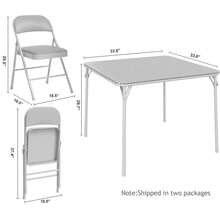 Techigher Folding Table And Chairs Set, Portable Dining Card Set With PU Upholstered Chairs & Metal Frame For Home Office Camping Space-Saving - Gray - 查看 7