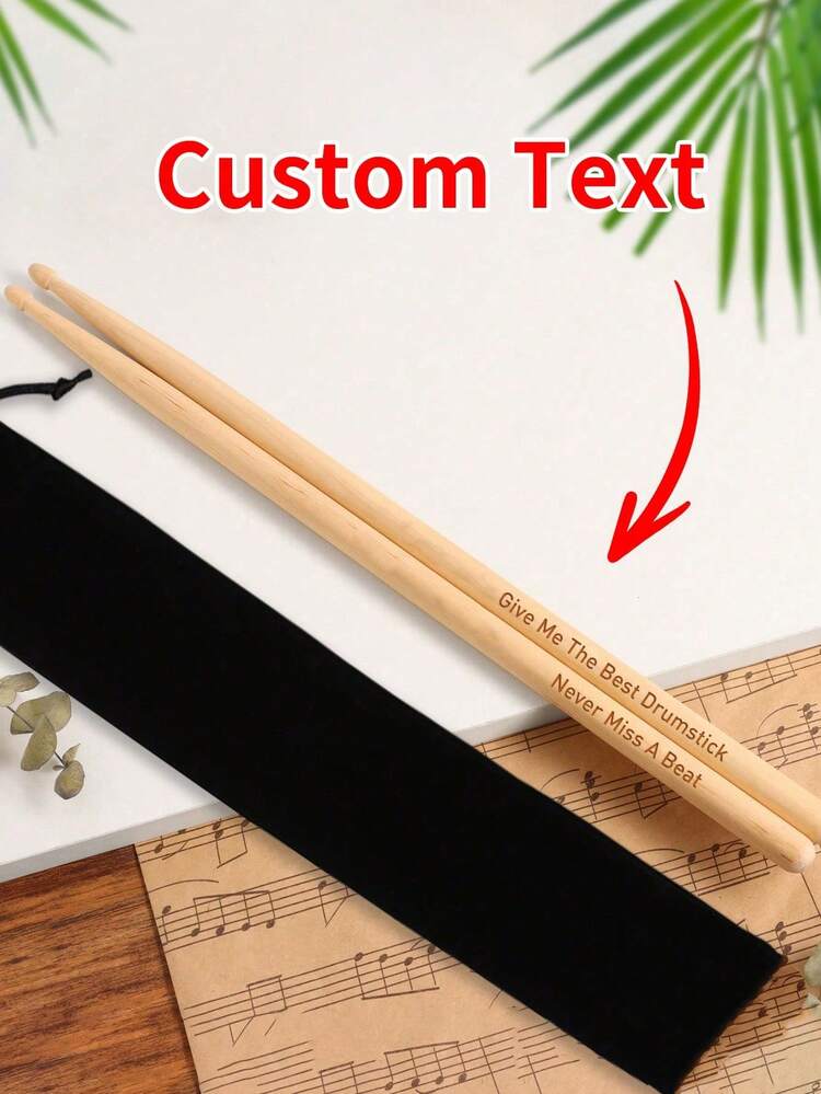 1對/組客製化刻字鼓棒，個性化5A楓木鼓棒，鼓手禮物鼓棒，40.6x1.43cm－附袋/不附袋，週年禮物，適合女性/男性的個性化禮物，送給他/她的理想禮物，適合朋友 - 彩色 - 查看 2