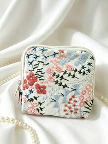 6-Compartment Independent Jewelry Storage Pouch, Embroidered 3D Floral Pattern, Soft Lining, Portable For Business Trips And Travel, Anti-Tangle Storage Bag For Jade Bangles, Gold, Bracelets, Beaded Bracelets, Travel Essential - Multicolor - View 10