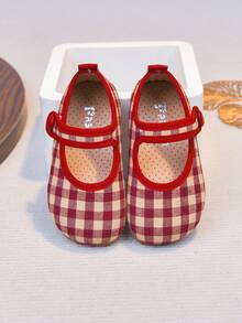 Sepatu Loafer Mengemudi Datar Sol Lembut Motif Kotak-kotak untuk Bayi & Balita - Merah - View 4