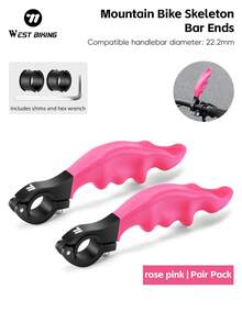 WEST BIKING Bicycle Cycling Bar Ends Ergonomic Design Wrist Protection And Pressure Relief Road Bike Handlebars Silicone Cushioning And Shock Absorption Non Slip And Stable Freely Adjustable Angle Fits 22.2mm Handlebars MTB Bar Ends - Hot Pink - View 9