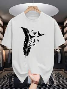Vintage0312 Men's Short-Sleeved Summer T-Shirts, And Fashionable Prints, Versatile Casual Crew-Neck Tops For Teens, Summer Tops - White - View 1
