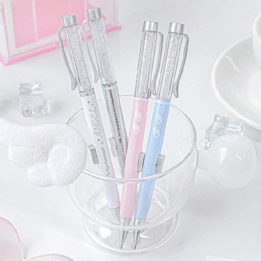 Rosyposy Kawaii 0.5mm 自動鉛筆套組,可愛天使風亮片水晶自動鉛筆,防斷芯順滑書寫,開學季學校文具用品 - 套裝 - 查看 1