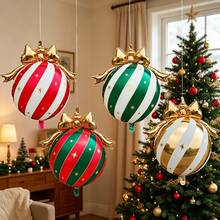 Christmas Bow & Colorful Ball Aluminum Foil Balloon Set, Suitable For New Year, New Year's Day, Christmas, Birthday, Home, Window Display, Photography Decoration - Multicolor - View 1