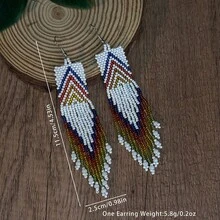 AHAYA Bohemian Handmade Glass Beaded Geometric Tassel Dangle Earrings, Casual Versatile Accessory For Daily Wear And Vacation, Holiday Gift For Women - Geometry - View 10