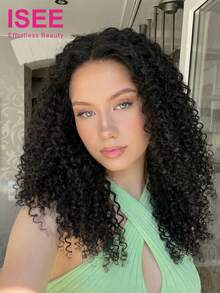 ISEE HAIR 捲翹捲髮無膠假髮 真人髮 7x5 HD 預漂白蕾絲假髮 180% 密度 8-30 英吋 預剪蕾絲 預拔髮際線 自然色 真人髮 女性日常使用 - SNatural - 查看 3