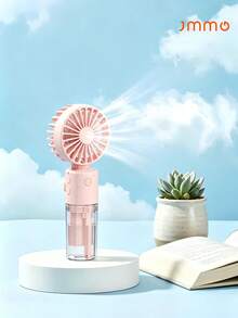 JMMO Portable Fan With Spray Humidifier, Portable Electric Fan, USB Rechargeable Fan With Water Mist, Lightweight Handheld Mini Fan For Makeup Office Travel Camping Indoor Outdoor Back To School Holiday Vacation Summer Essentials - Pink - View 2