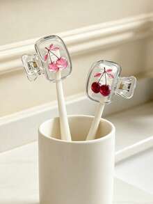 Cherry Pattern Portable Toothbrush Head Protective Cover, Cute Cherry Pattern Storage Box, Reusable Travel Toothbrush Case, Mini Storage Box, Toothbrush Protective Cover Holder, Essential Bathroom Accessory, Featuring Dual Drainage And Ventilation Functions, Suitable For Home, Bathroom, Dorm, Hotel, Office And Travel, Cute Toothbrush Head Storage Box, Ideal Choice For Bathroom Storage, Suitable For Home And Dorm Use, Protect Your Toothbrush Cleanliness, Care For Your Oral Health. - Multicolor - View 3