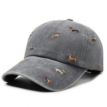 Gorra de béisbol lavada primavera/otoño nueva moda bordado de cachorro parte superior suave estilo calle vintage desgastado - Multicolor - Ver 4