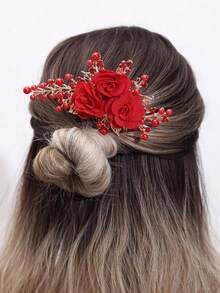 1pc Women's Rhinestone Embellished High-End Hair Comb - Multicolor - View 3