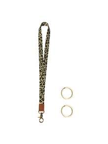 1pc Leopard & Daisy Print Lanyard, Leather Neck Strap, ID Badge Holder, Key/Phone/Card Keychain Lanyard - Multicolor - View 13