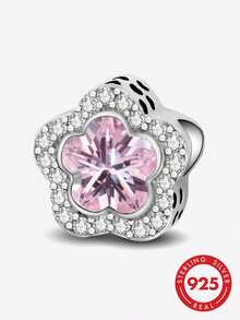 1 pièce Charm en argent sterling 925 à 5 pétales, convient pour la fabrication de bijoux et la décoration quotidienne de bracelets/bracelets pour femmes - Fleur à cinq pétales - Voir 1