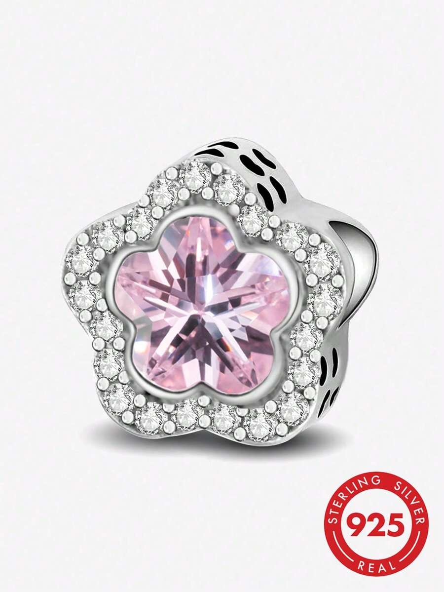 1 pièce Charm en argent sterling 925 à 5 pétales, convient pour la fabrication de bijoux et la décoration quotidienne de bracelets/bracelets pour femmes - Fleur à cinq pétales - Voir 1
