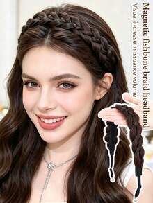 Fishbone Braid Headband Wig Integrated Fried Dough Braid Hair Accessory With Magic Tape - Multicolor - View 4