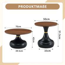 Boho-Style Coffee Table Set (2-Piece)/Melamine Tabletop, Coffee Table With Metal Base/Rustproof And Stable, Stackable/Suitable For Living Room, Bedroom And Office - Walnut Wood + Black - View 5