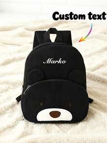 Personalized Corduroy Backpack With A Bear Accent, Breathable Backpack Designed For Women, Making It An Ideal Choice For Back-To-School - Multicolor - View 3
