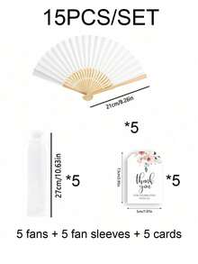 3-60支装优雅折叠手扇套装，包含感谢卡和礼品袋，新娘竹扇，是伴娘礼物、婚礼装饰、派对、活动和夏季配饰的理想之选。 - 彩色 - 查看 12