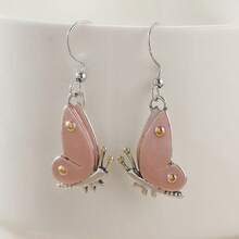 Exquisite Rose Gold Butterfly Dangle Earrings, Natural Insect Style Elegant Earrings, Versatile For Daily Wear And Parties, Birthday And Holiday Gift For Butterfly And Nature Animal Lovers - Rose Gold - View 1