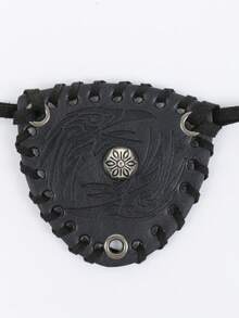 Parche de ojo de pirata vikingo medieval | Accesorio de cosplay de cuero PU vintage con remaches | Máscara de ojo de capitán ajustable unisex | Accesorio esencial para Halloween/actuaciones en el escenario - ZSJ - Ver 2