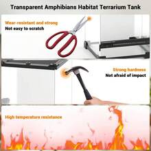 20 X 20 X 30 Reptile Feeding Box – Glass Terrarium With Front Ventilation, Escape-Proof Screw Cap - Clear - View 5