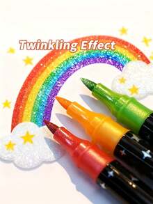 24/48 Colors Dual-Tip Glitter Markers, Quick-Dry Ink - Fine Tip, Extended Barrel Tip, Colorful Glitter Markers, Suitable For Scrapbooking, Card Making, Journaling, 24 Colors Dual-Tip Drawing Pens - Glitter Marker Set, Suitable For School, Classroom Supplies, Student Stationery, Artists And Supplies, Back To School Gift - Multicolor - View 7