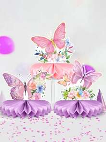 7pcs Butterfly Theme Honeycomb Decor, Baby Shower Party Backdrop Decoration, Butterfly Pattern Honeycomb Decor, Butterfly Birthday Party Decoration, Gender Reveal Party Backdrop Photo Props, Butterfly Theme 1st Birthday Party Decoration, Room Decor, Butterfly Party Table Centerpiece Decor, Baby Shower Party Decoration, Gender Reveal Decoration, Wedding Table Decor, Baby Shower Party Supplies, Baby Shower Gifts - Pink and Purple Butterfly Mixed - View 3