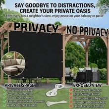 High-Density Thickened Privacy Anti-Peeping Sunshade Fabric, 90% UV Protection Garden Sunscreen Screen, Weather-Resistant Waterproof Outdoor Privacy Protection Net Curtain, Suitable For Balcony/Patio/Yard, Includes Cable Ties And Rope Installation Kit - Black - View 3